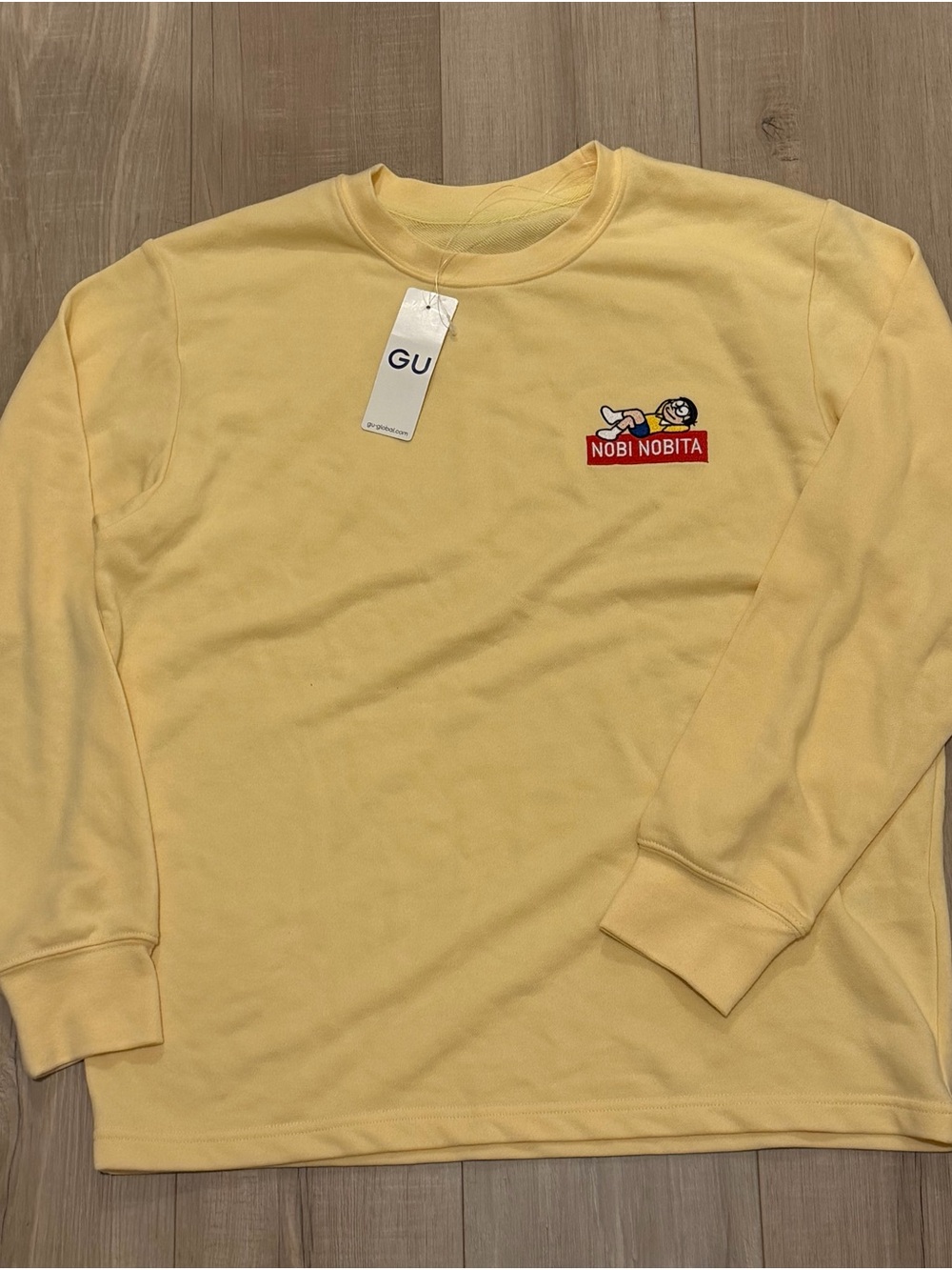 GU Doraemon Nobita Nobi Sweatshirt Yellow Crewneck Long Sleeve